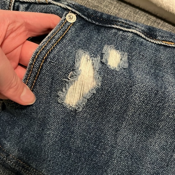American Eagle Mom Jeans- Dark Wash Distressed - Picture 6 of 9